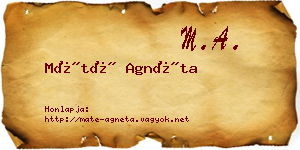 Máté Agnéta névjegykártya